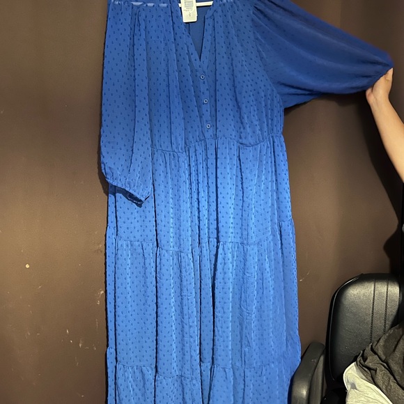 NWT Torrid Pleated Blue Flowy Dress - Picture 6 of 7